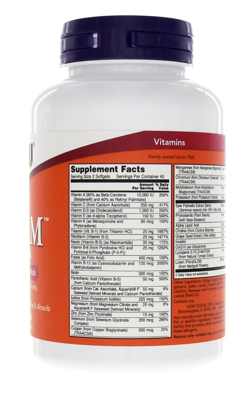 NOW Foods Adam softgels pack 2 listo para tomar.