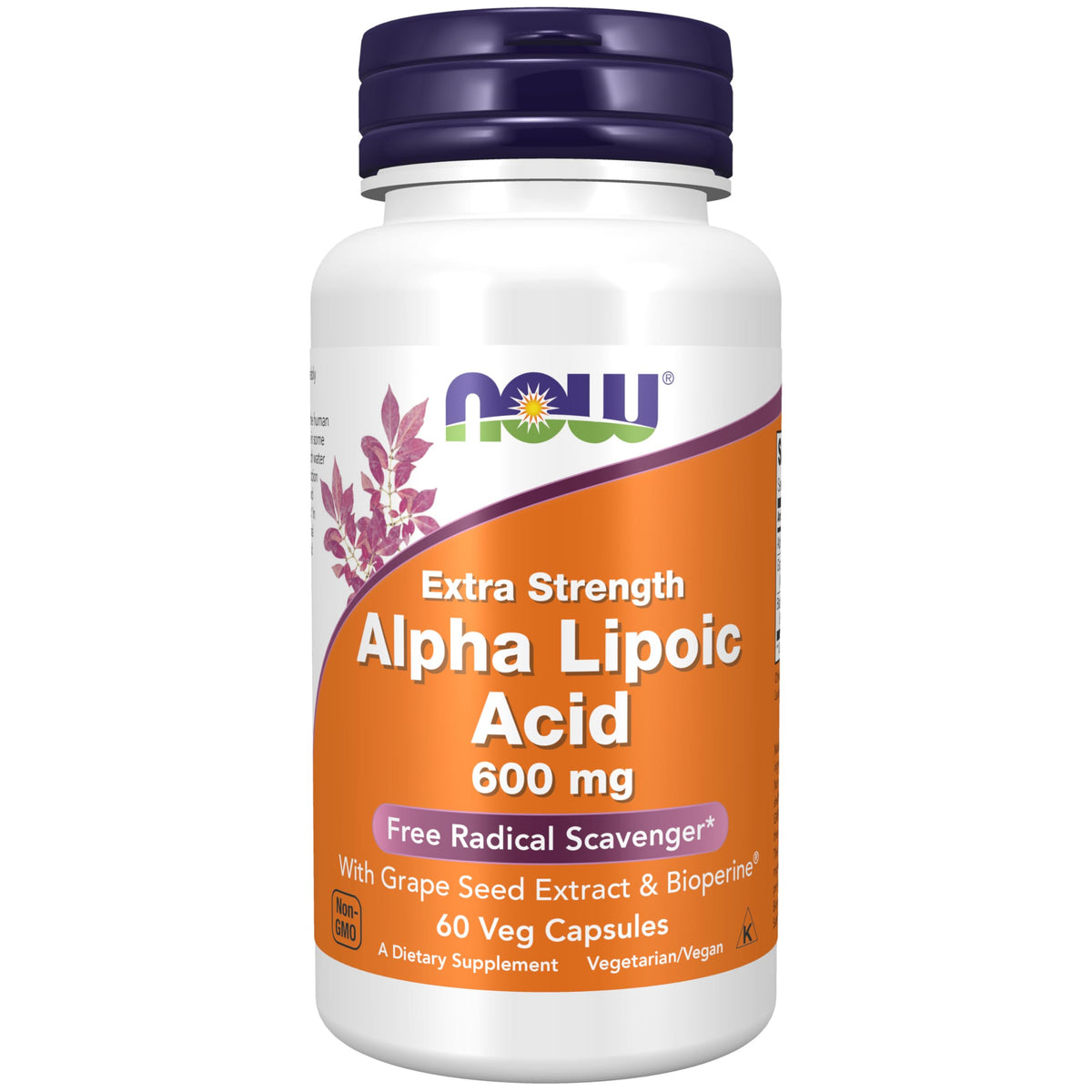 NOW Foods alfa lipóico 600 mg en cápsula, apoyo al metabolismo energético.