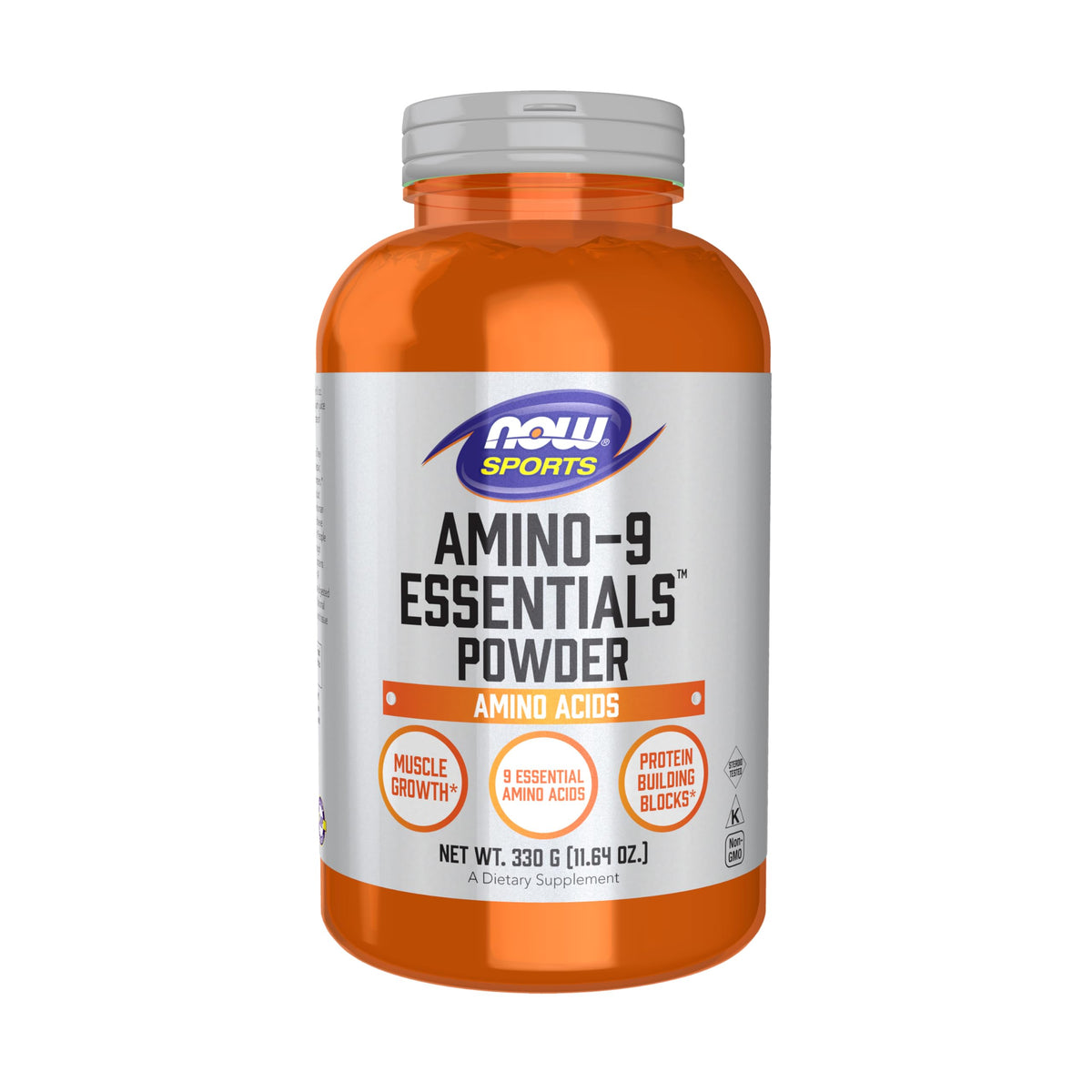 NOW Foods Amino-9 Essentials polvo etiqueta, fuente de aminoácidos esenciales.