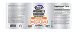 NOW Foods Arginina Ornitina, detalle de etiqueta: promotor de óxido nítrico y detox de urea