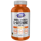 NOW Foods Arginina doble fuerza 1000 mg, botella frontal, apoyo general para entrenamiento.