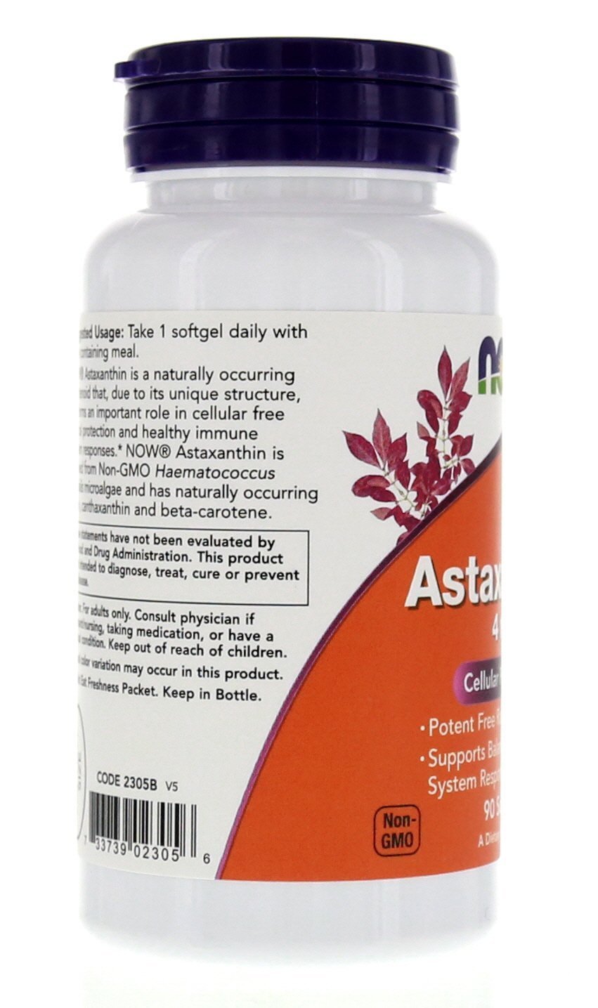 NOW Foods Astaxantina 4 mg, fácil de incorporar en la rutina diaria.