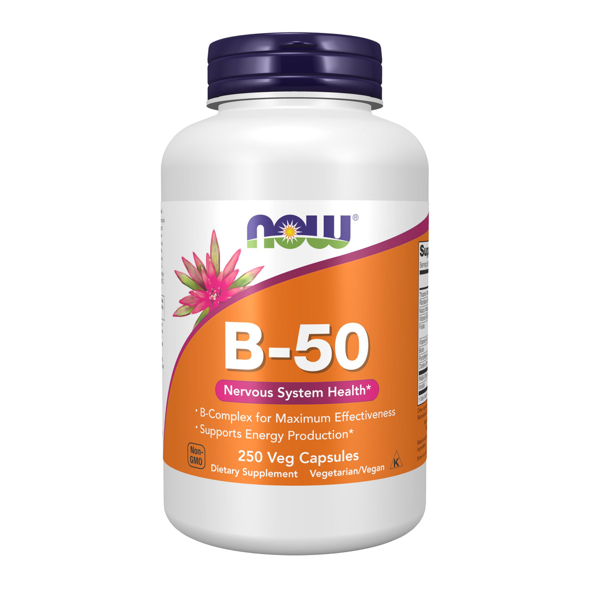 NOW Foods B-50 pack de 2 cápsulas veg, envase listo para un impulso diario de energía.