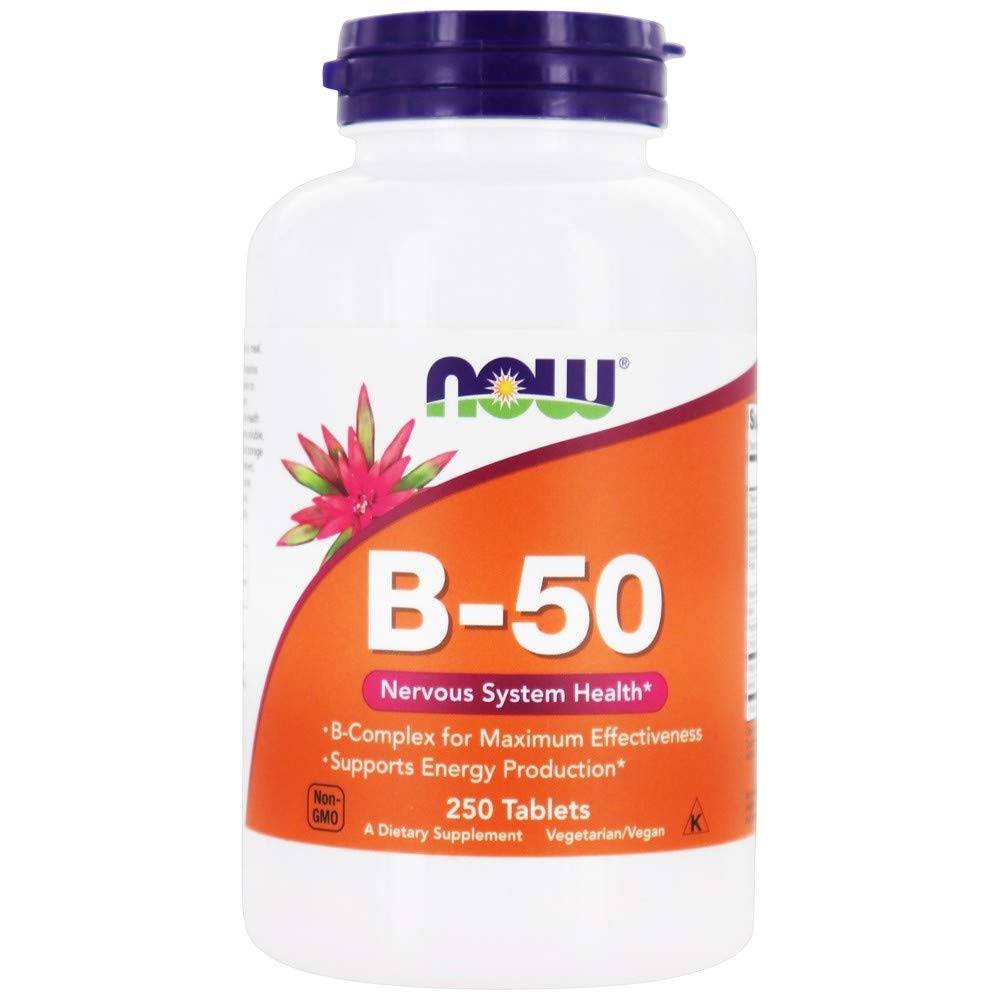 NOW Foods B-50 tabletas en caja, apoyo a la energía diaria.