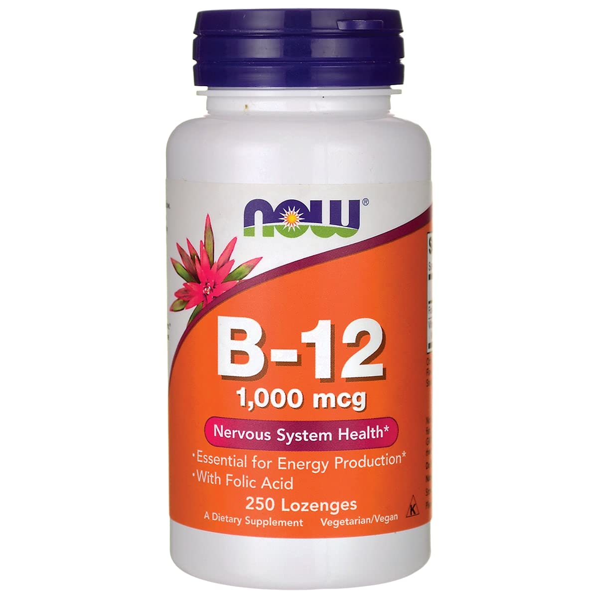 NOW Foods B-12 1000mcg, botella de pastillas, apoyo al metabolismo y energía diaria