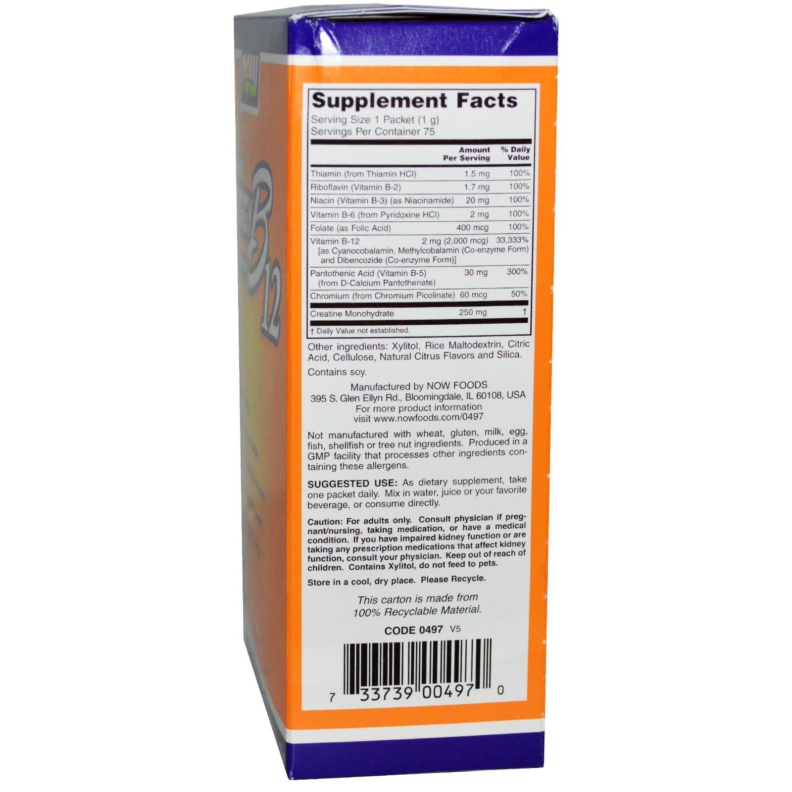 NOW Foods B-12 Energía Instantánea, caja para llevar y uso diario