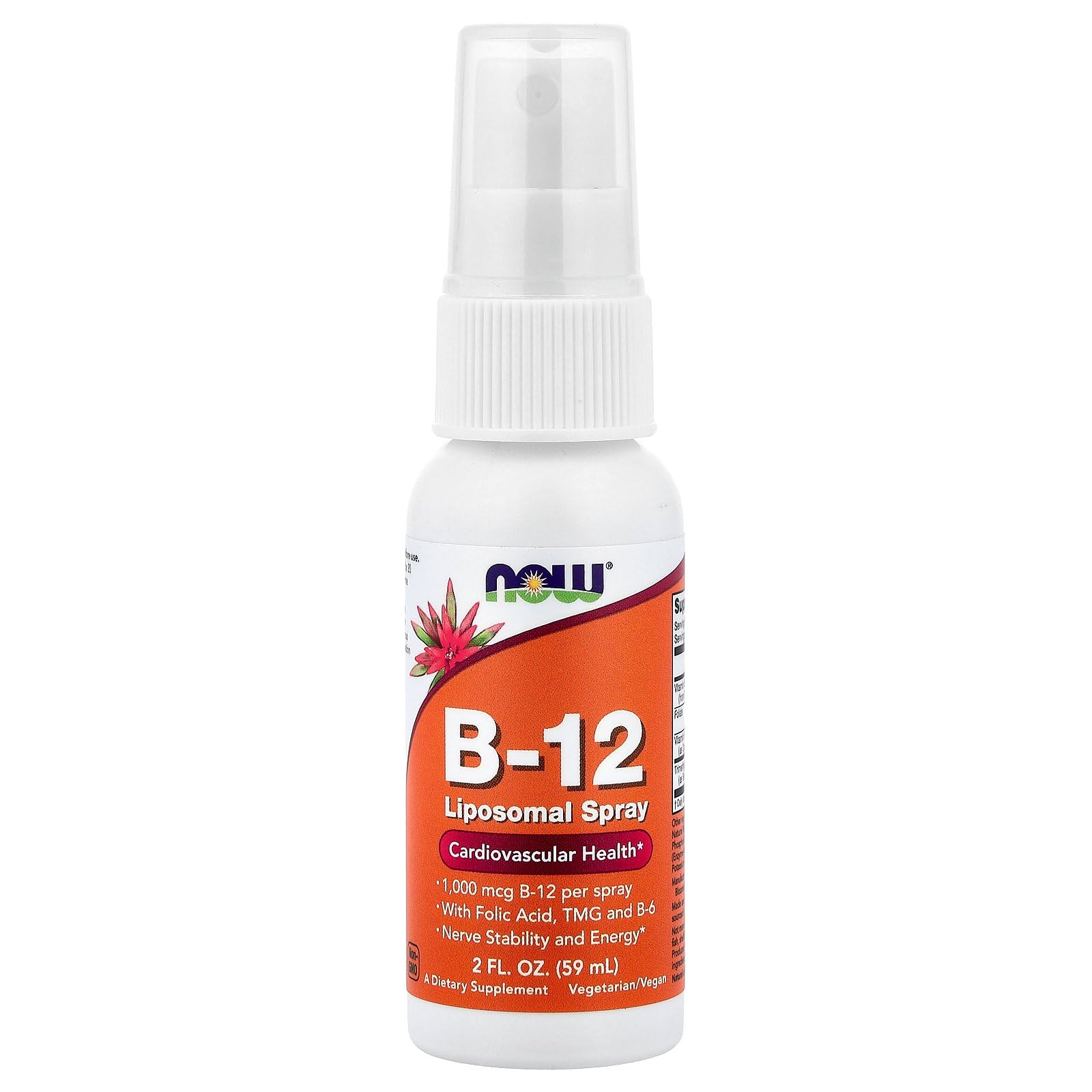 NOW Foods B-12 Lipospray frente de la botella, uso diario rápido