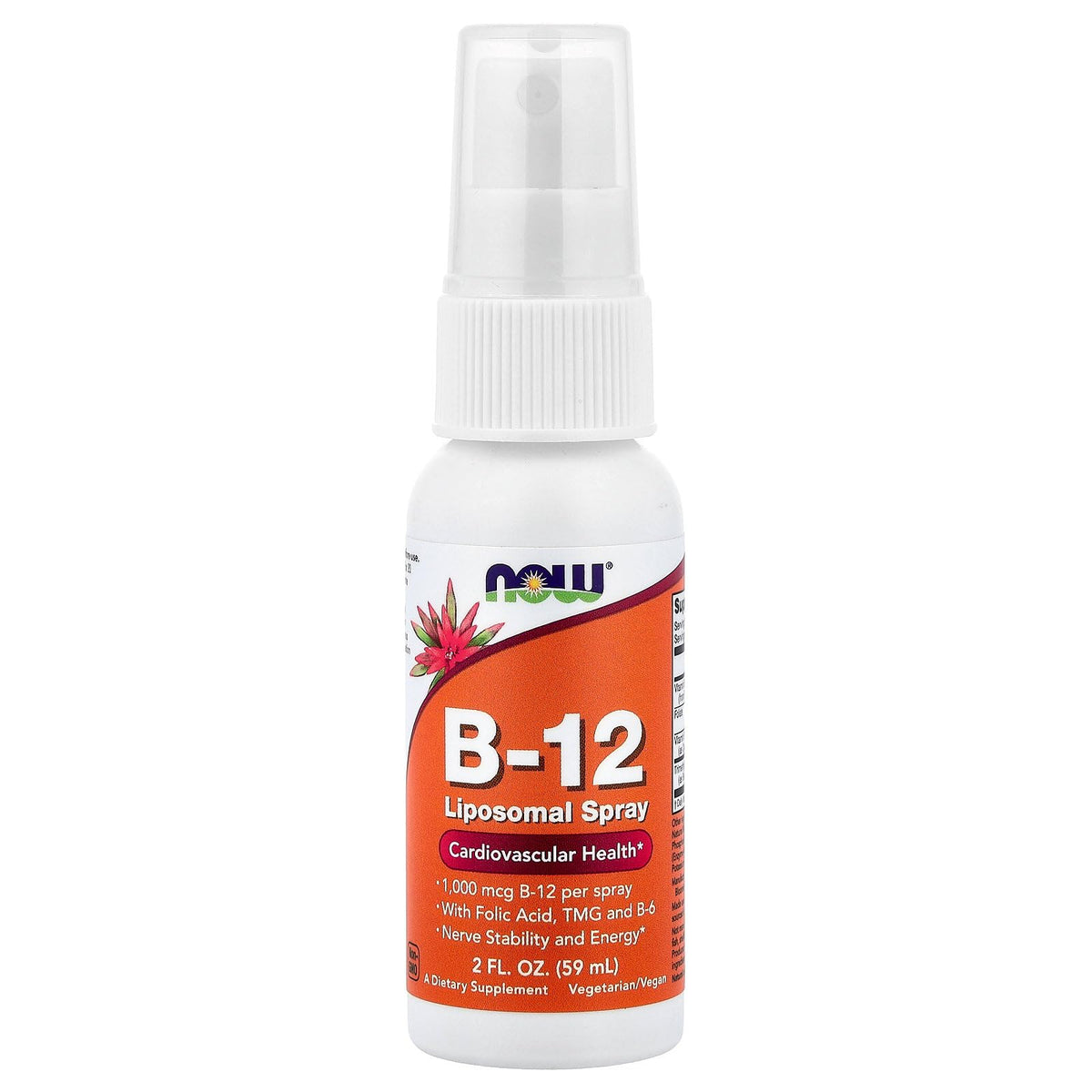 NOW Foods B-12 Lipospray frente de la botella, uso diario rápido