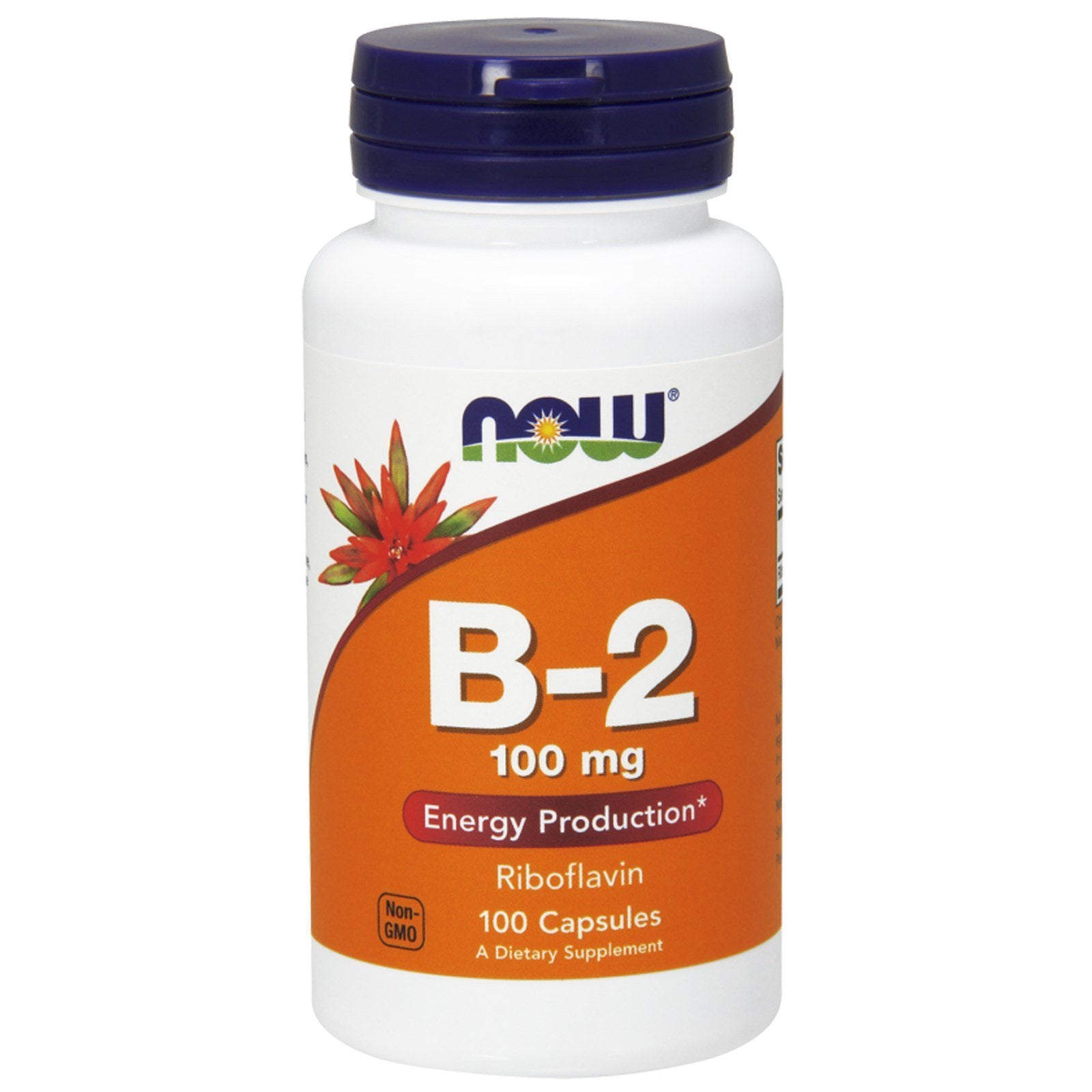 NOW Foods B-2 en cápsulas, frasco visible, apoyo al metabolismo energético.