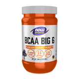 NOW Foods BCAA Big 6 en frasco sabor uva para resistencia durante entrenamientos.