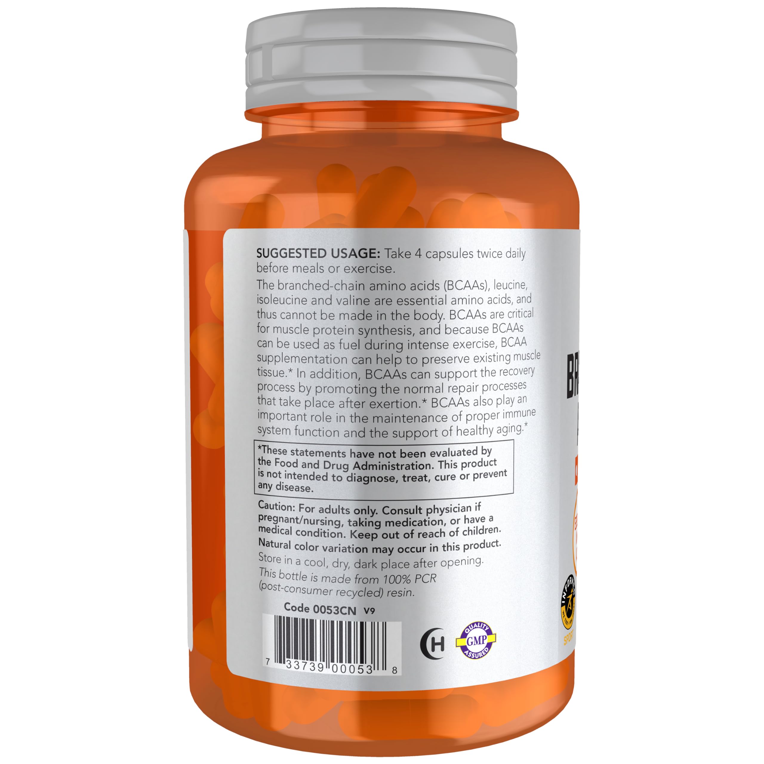 NOW Foods BCAA cápsulas vegetales para recuperación durante el entrenamiento