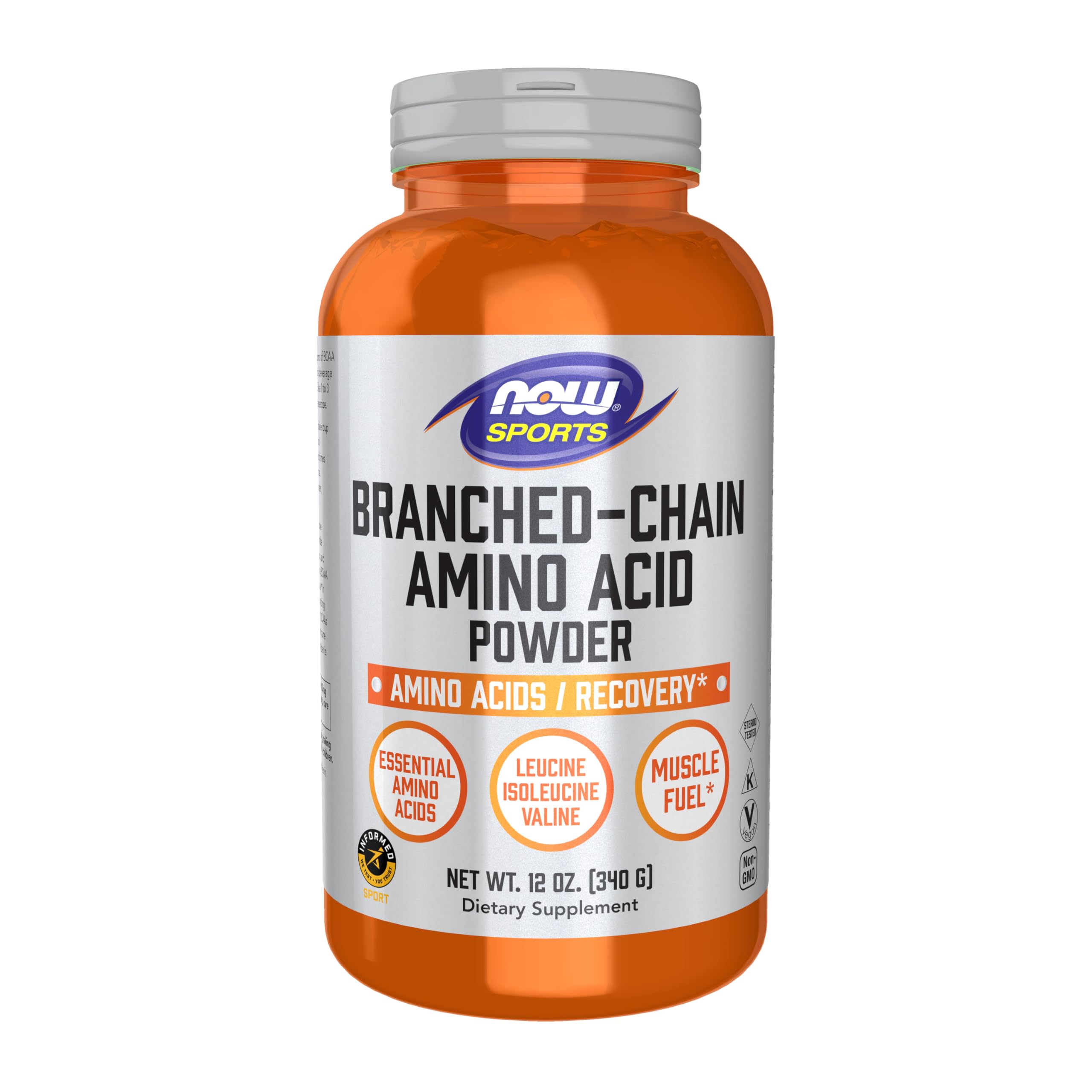 NOW Foods BCAA en polvo en bote para batidos y mezclas saludables
