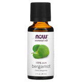 NOW Foods bergamota: botella de 1 onza, vertido suave para aromaterapia relajante.