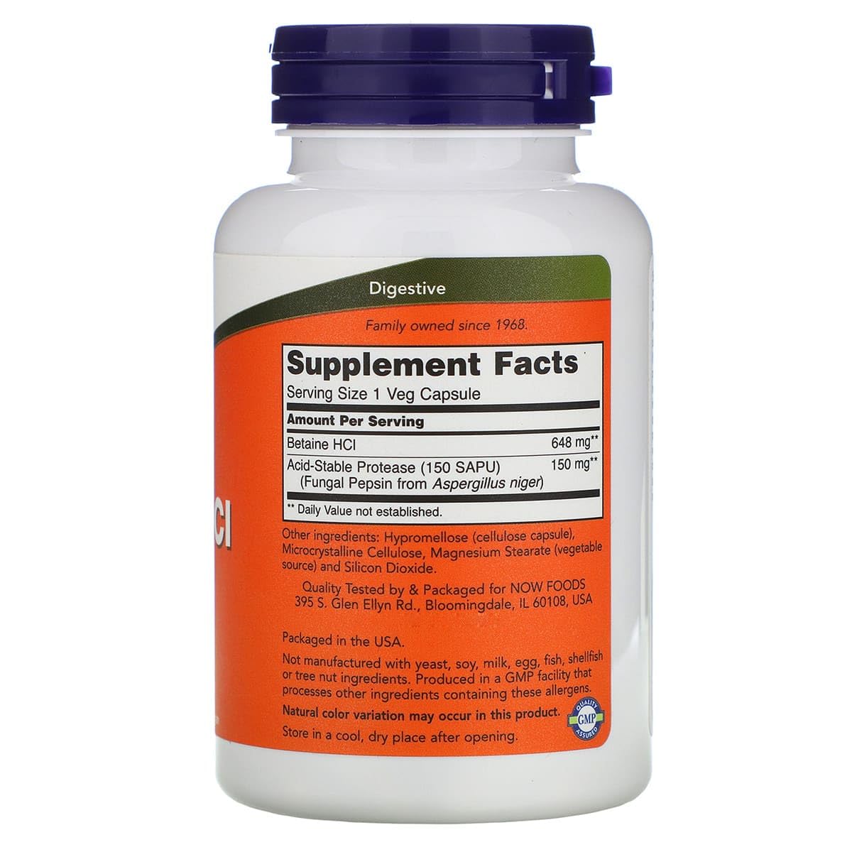 Now Foods Betaína HCl y Pepsina, pack de dos botellas para uso continuo