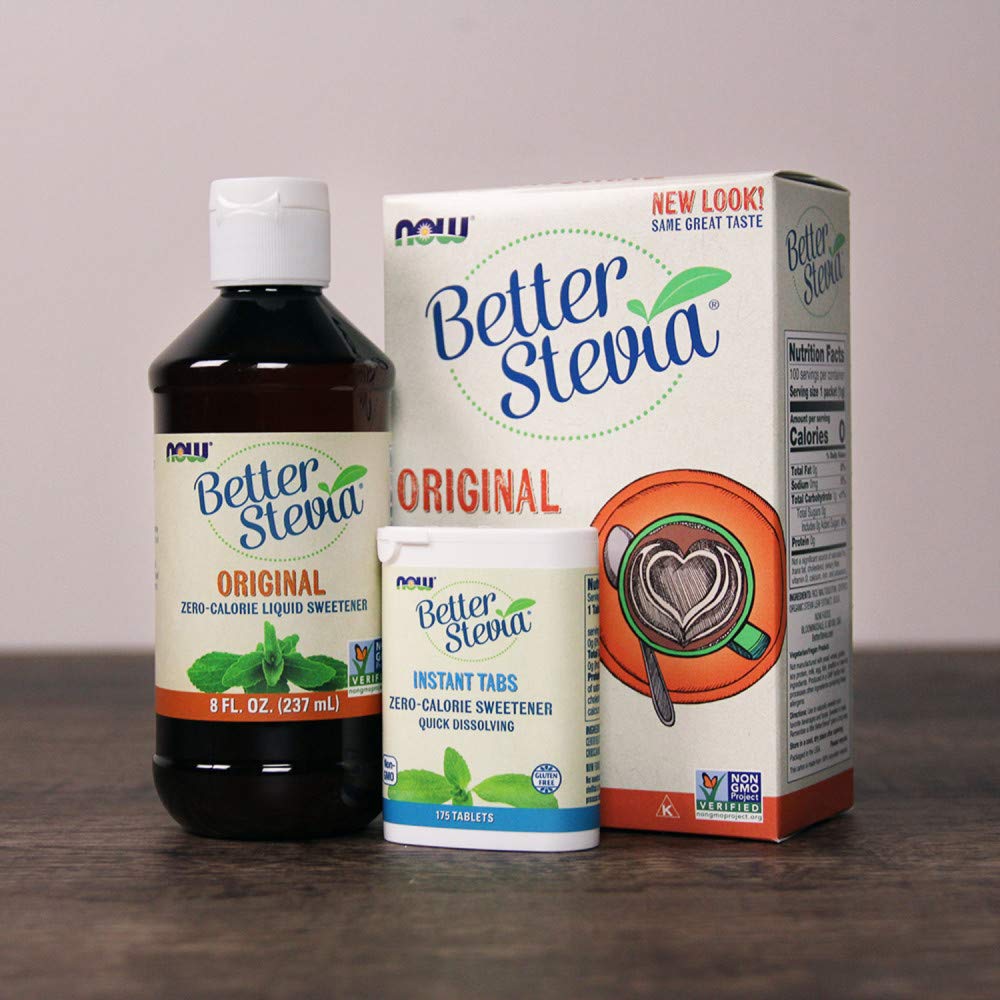 NOW Foods Better Stevia Original uso en bebidas solución baja en calorías dieta cetogénica