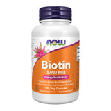 NOW Foods Biotin 5000 mcg cápsulas vegetales para apoyar metabolismo de aminoácidos