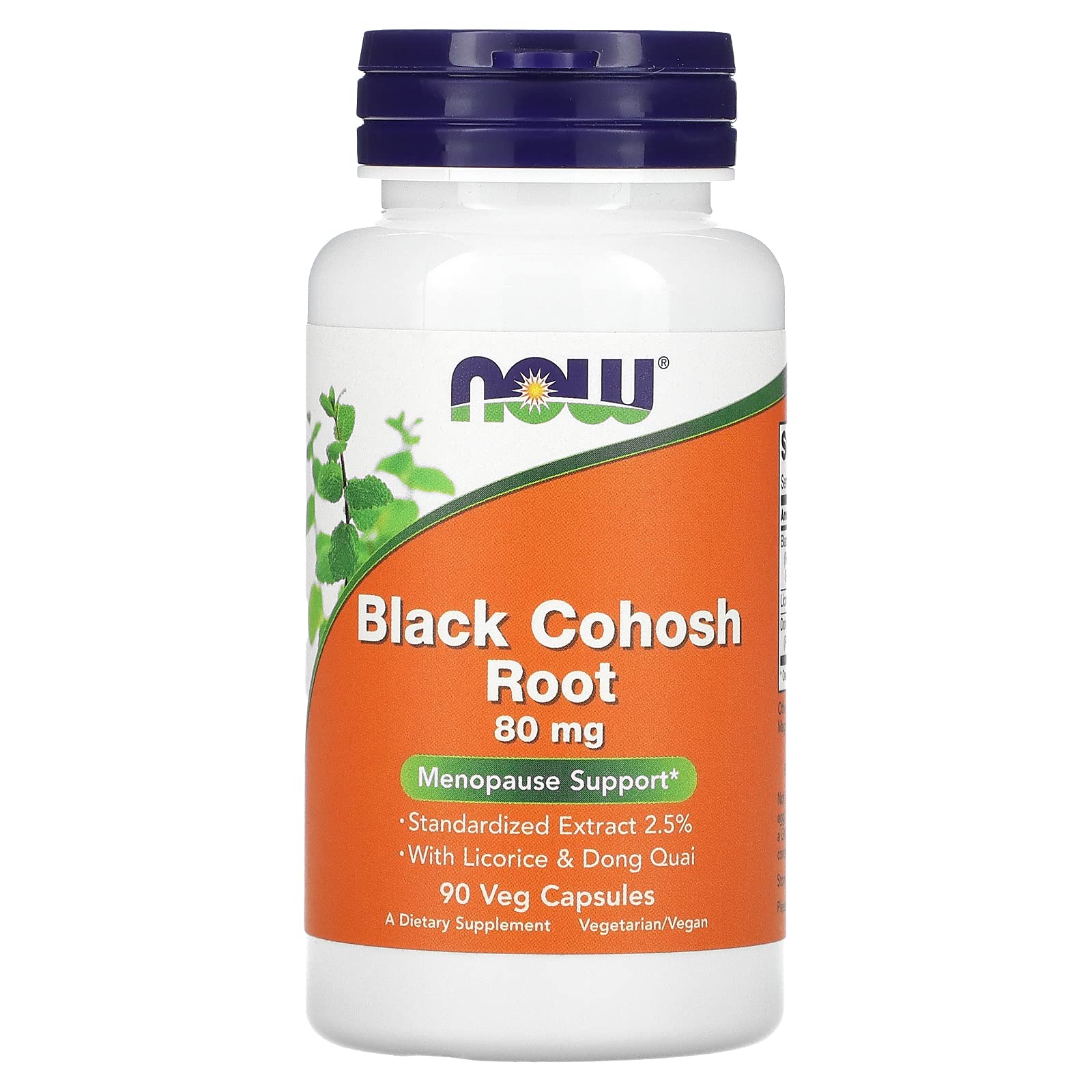 NOW Foods Black Cohosh 80 mg en botella para apoyo diario durante la menopausia
