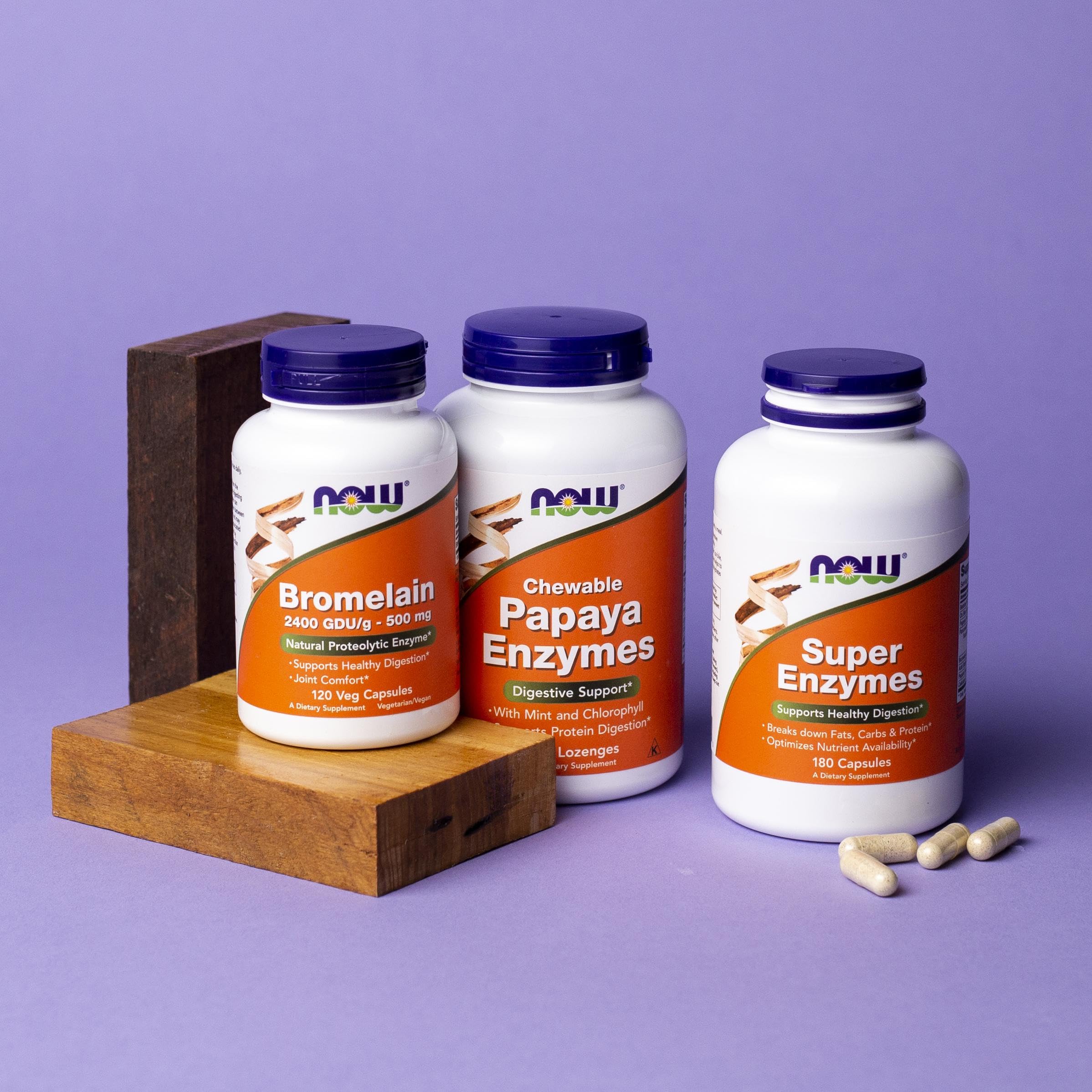 NOW Foods Bromelina: origen en piña, base proteolítica para digestión.