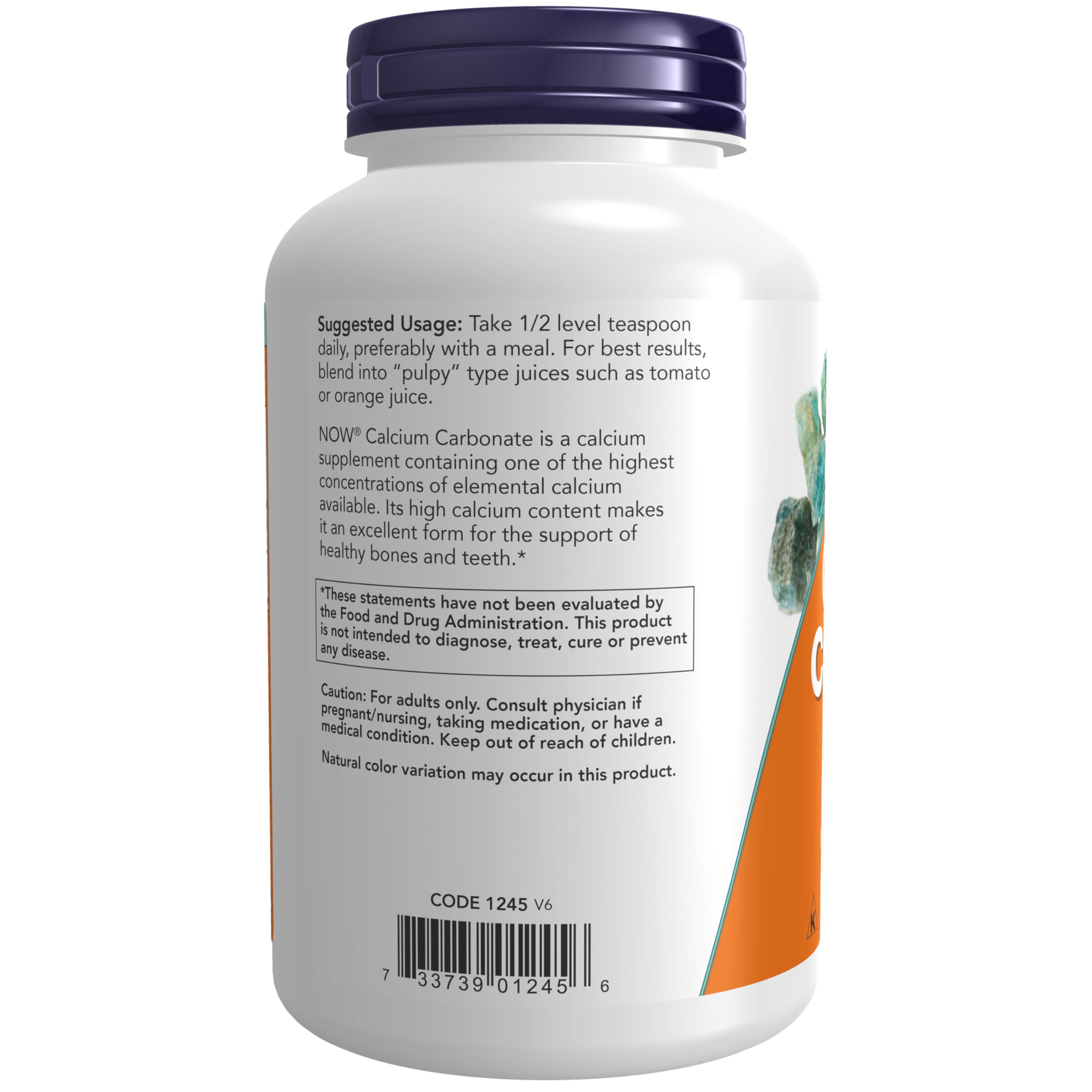 NOW Foods Calcium Carbonate: polvo sin sabor, ideal para uso diario sin alterar el sabor