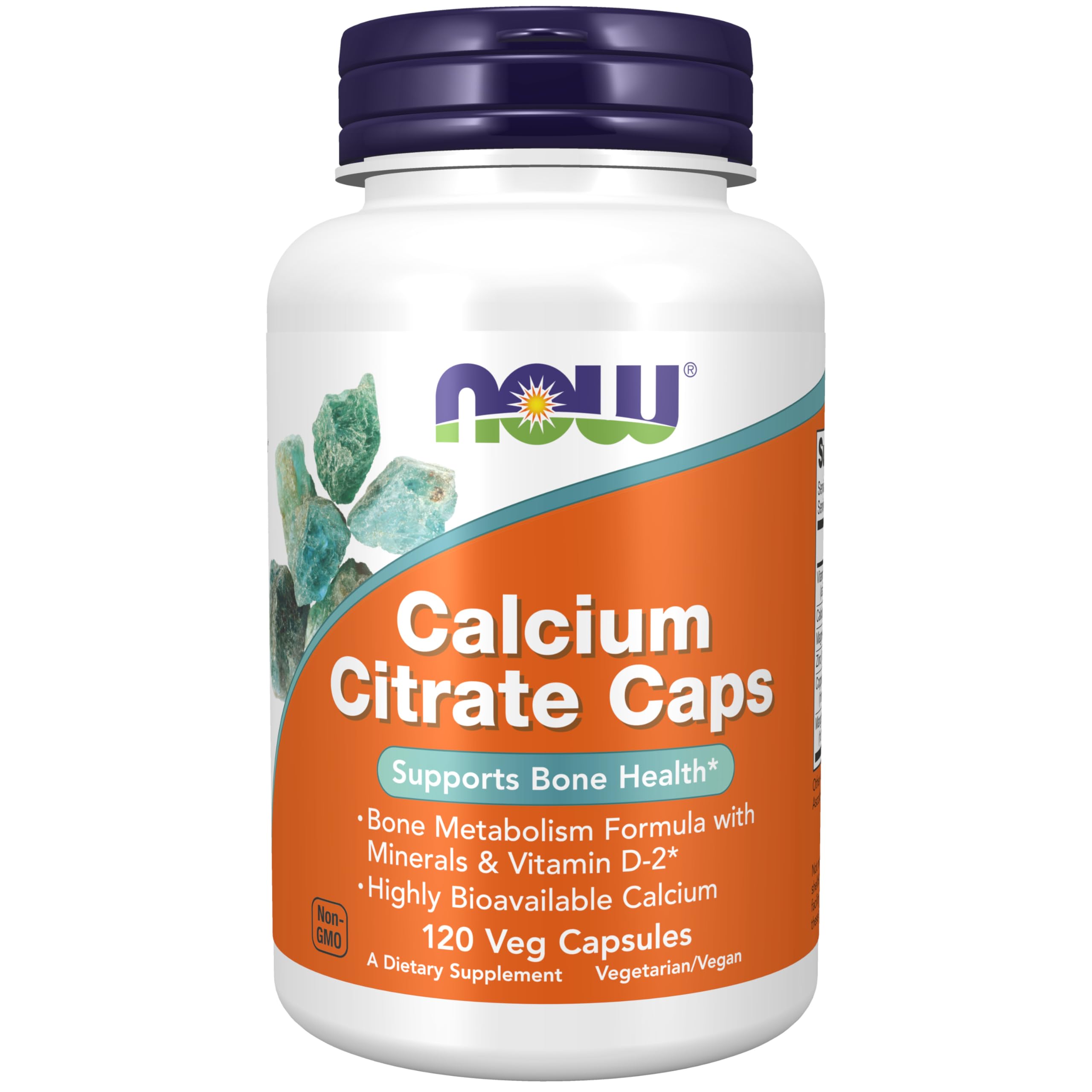 NOW Foods Calcium Citrate en botella, cápsulas fáciles de tragar para la salud ósea.