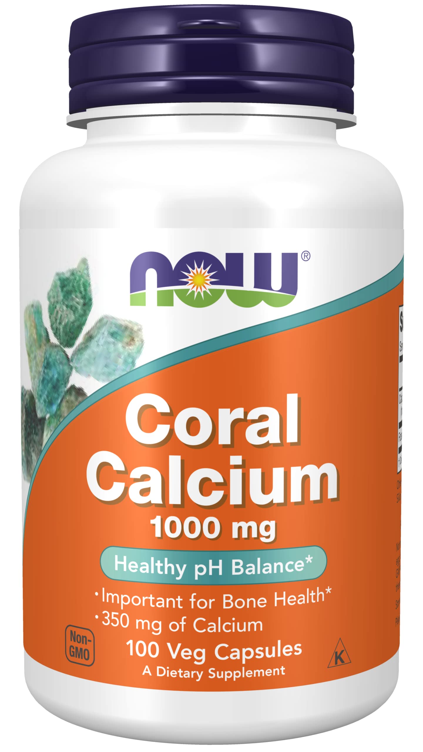 NOW Foods calcio de coral 1000 mg, bote frontal, apoyo a la salud ósea