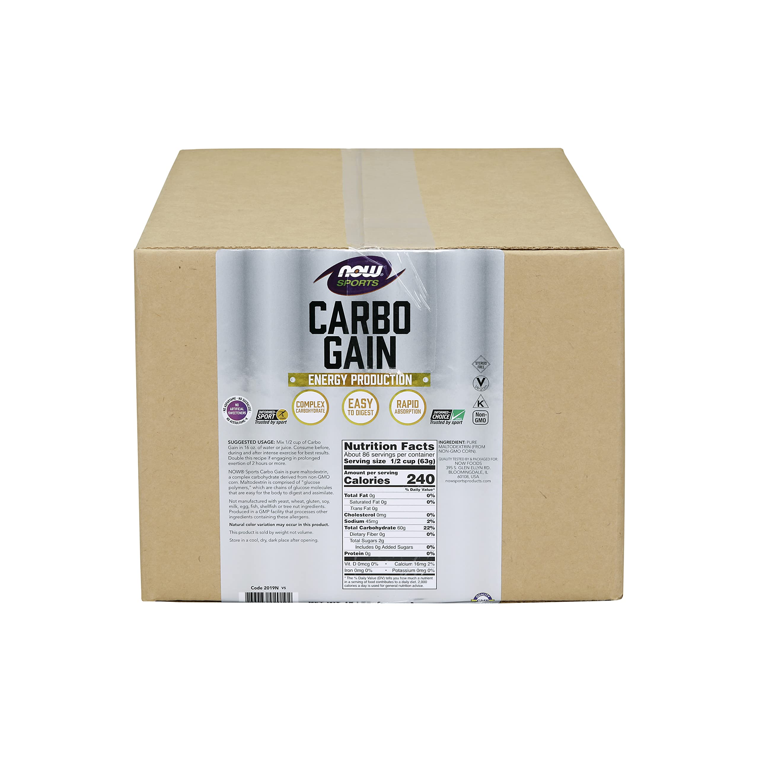 NOW Foods Carbo Gain: mezcla en vaso para reponer carbohidratos durante entrenamientos