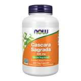NOW Foods Cascara Sagrada: botella de cápsulas para uso nocturno y apoyo digestivo suave.