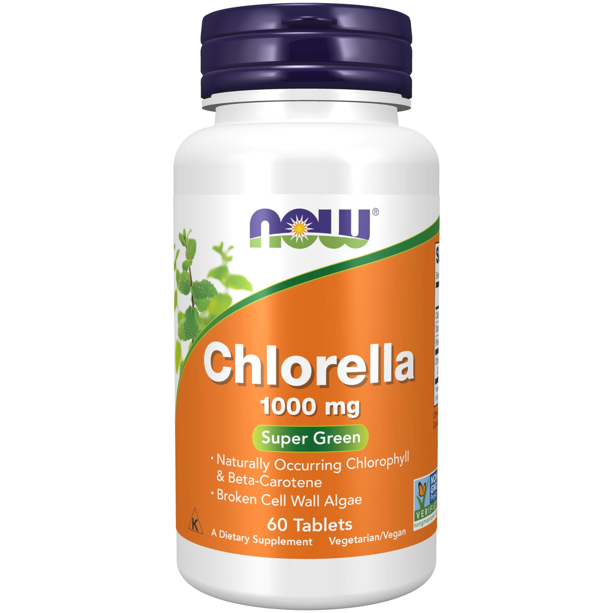 NOW Foods Chlorella 1000 mg en tabletas, en botella, fácil consumo diario.