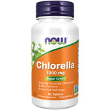 NOW Foods Chlorella 1000 mg en tabletas, en botella, fácil consumo diario.