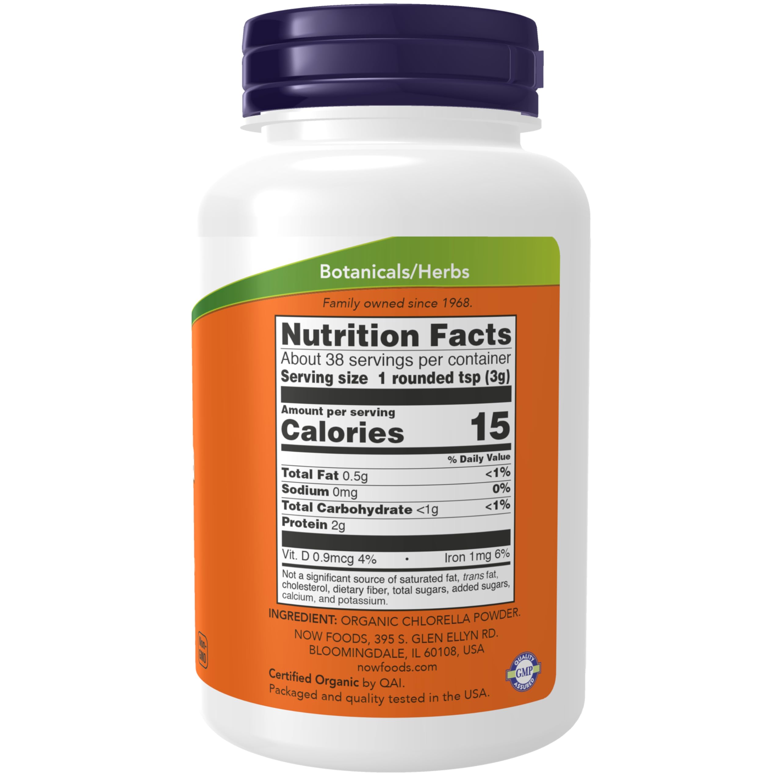 NOW Foods Chlorella en polvo, útil para mezclar en bebidas diarias.