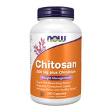 NOW Foods Chitosan 500 mg en bote con alta densidad, posible apoyo a la absorción de grasa.
