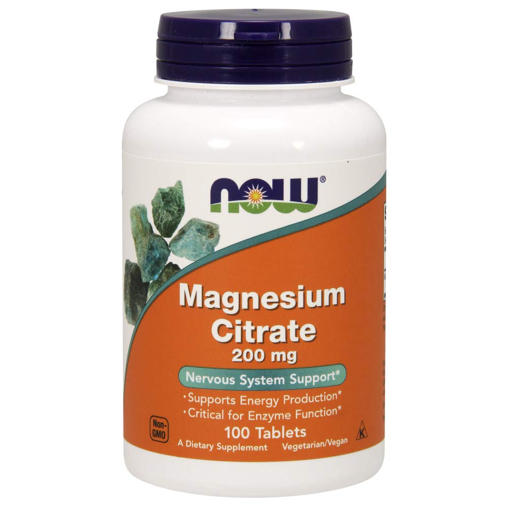 NOW Foods Citrato de Magnesio 200 mg tableta en bote para consumo diario