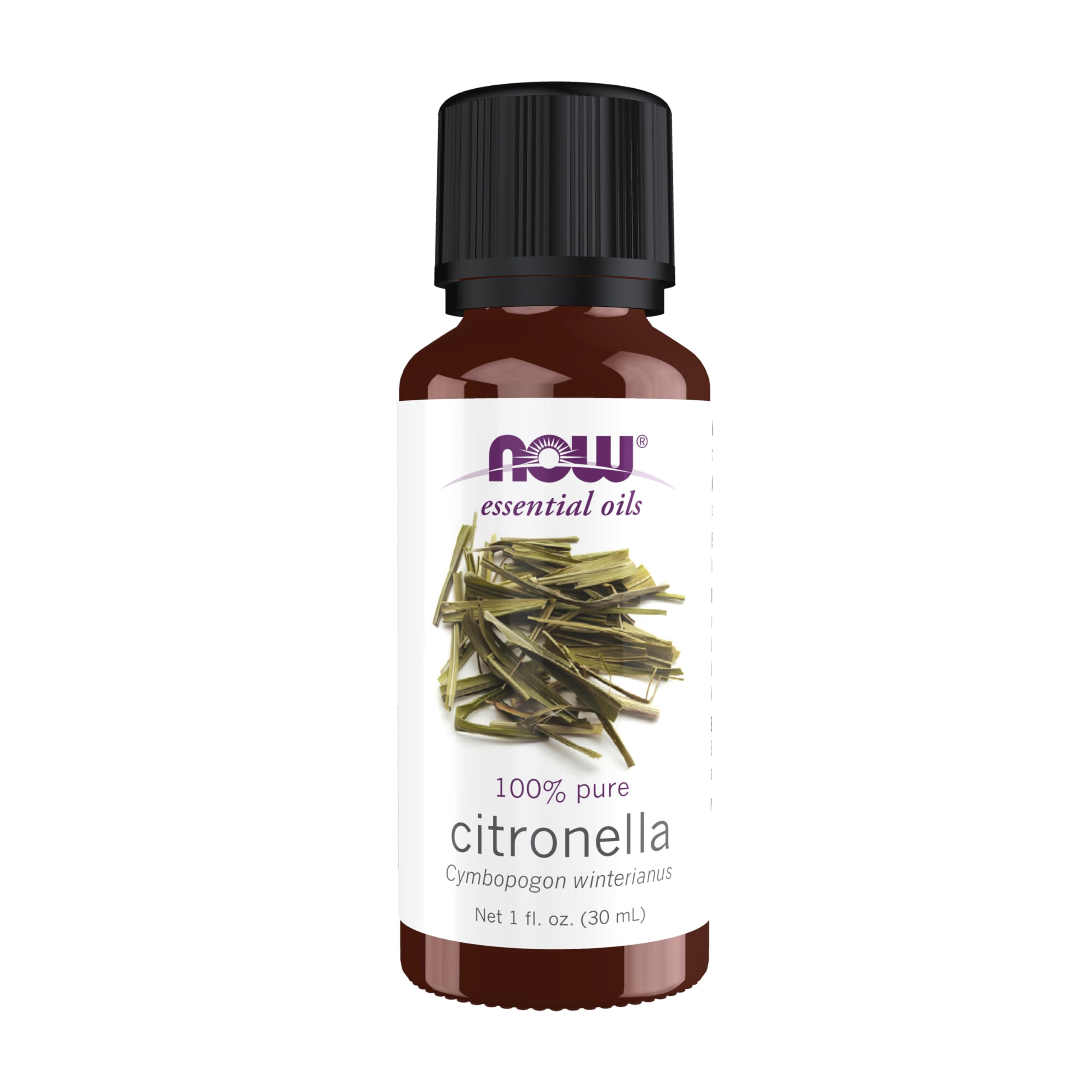 NOW Foods Citronela: botella de aceite puro lista para aromaterapia.