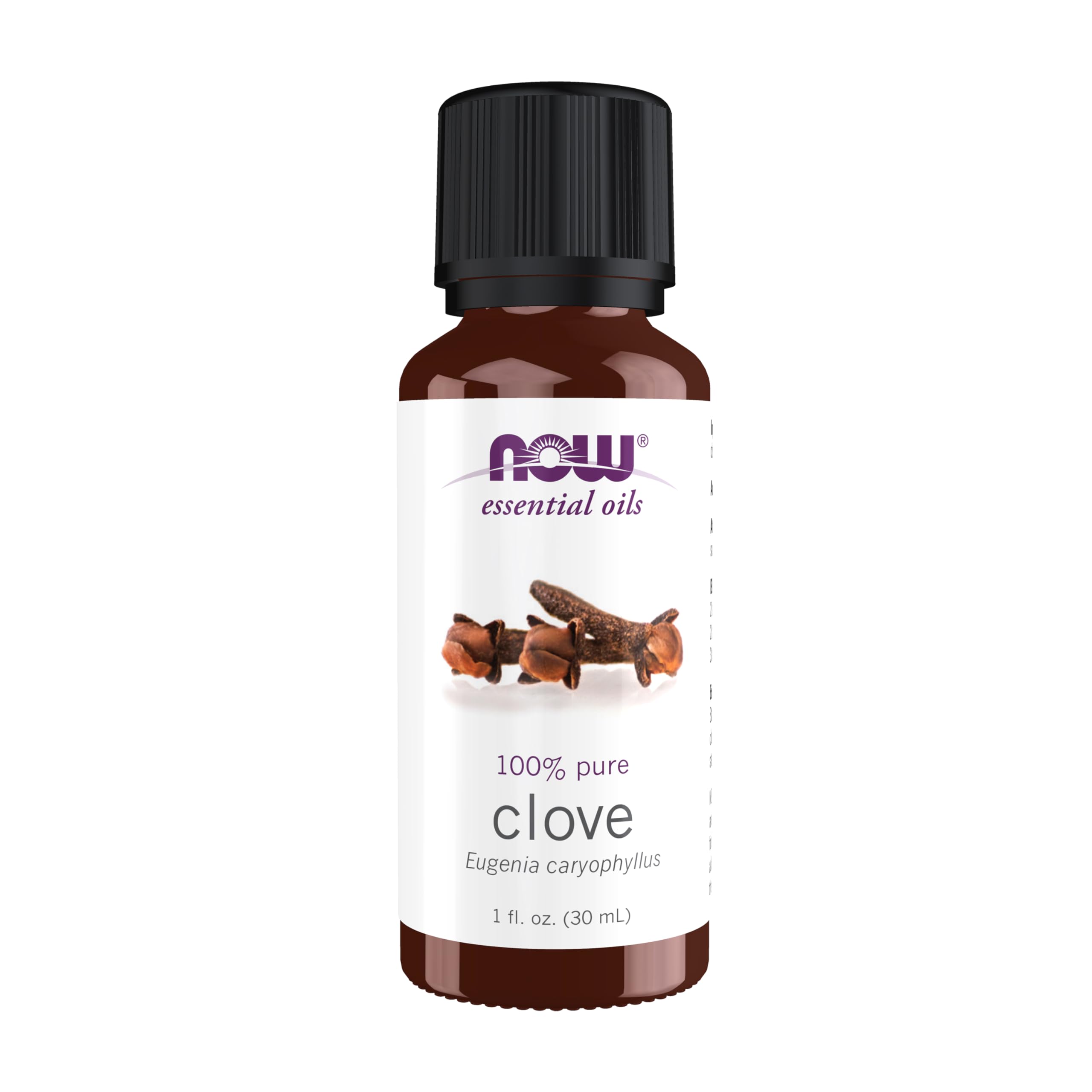 NOW Foods Clavo Aceite: botella con aroma cálido para relajación.