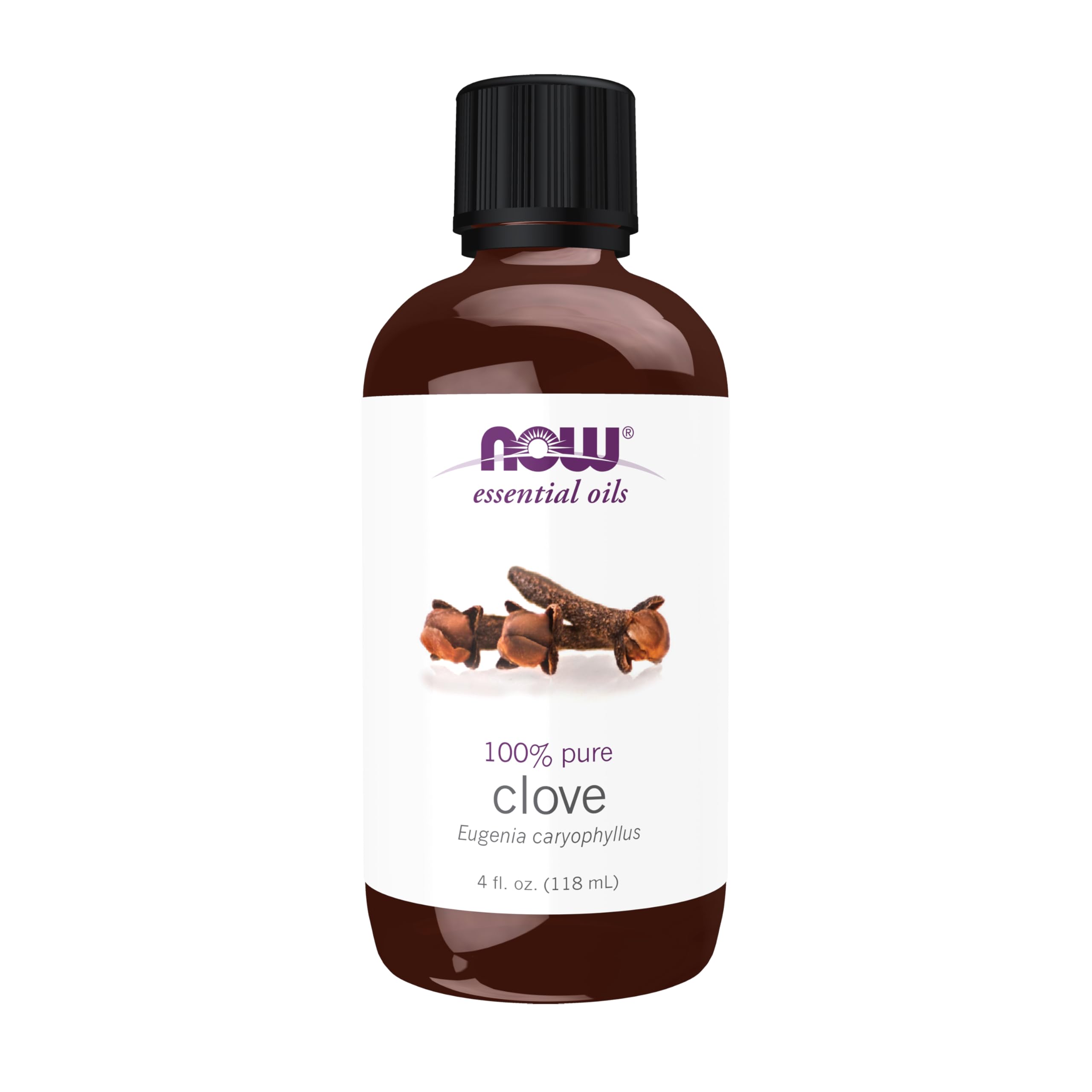 NOW Foods Clavo Aceite Esencial, botella de 4 onzas, aroma cálido para equilibrio.
