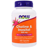 NOW Foods Colina y Inositol, paquete triple de botellas para uso diario y apoyo metabólico.