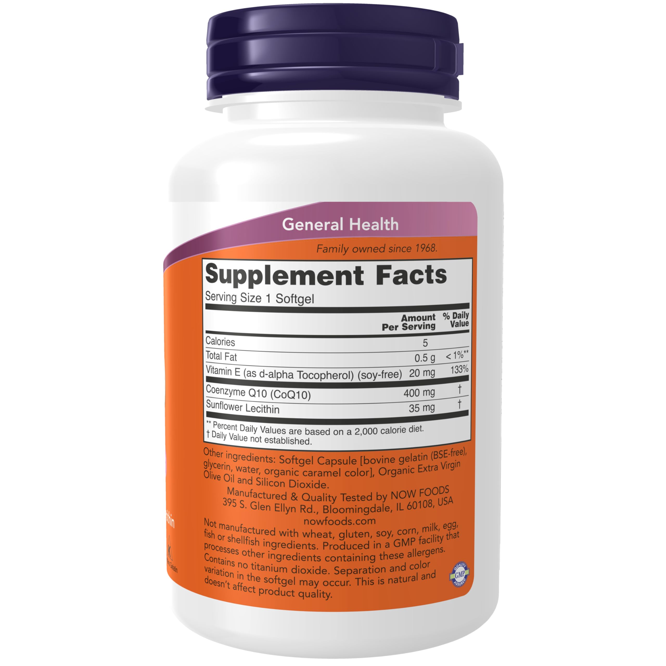 Detalle de etiqueta NOW Foods CoQ10 400 mg, información del producto