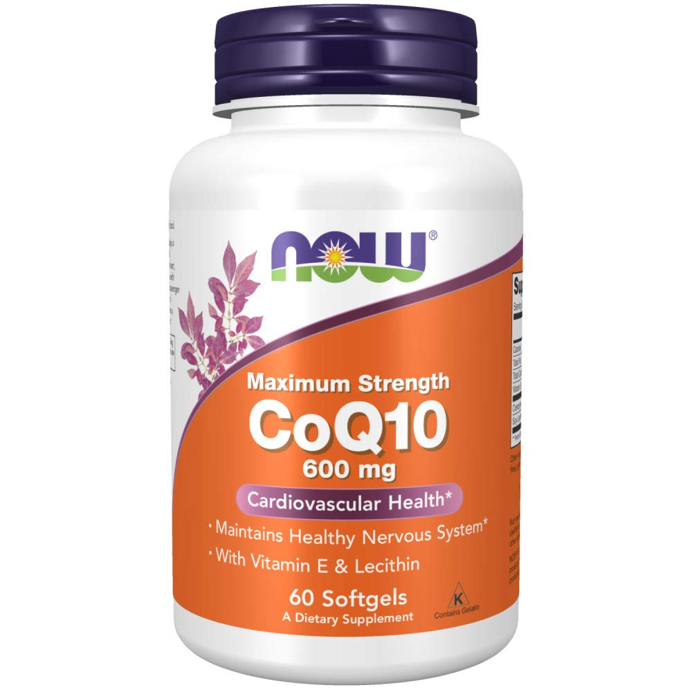 NOW Foods CoQ10 600 mg cápsulas blandas en botella, posible apoyo a la salud cardiovascular