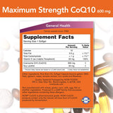 Cápsulas blandas NOW Foods CoQ10 600 mg en primer plano, para uso diario