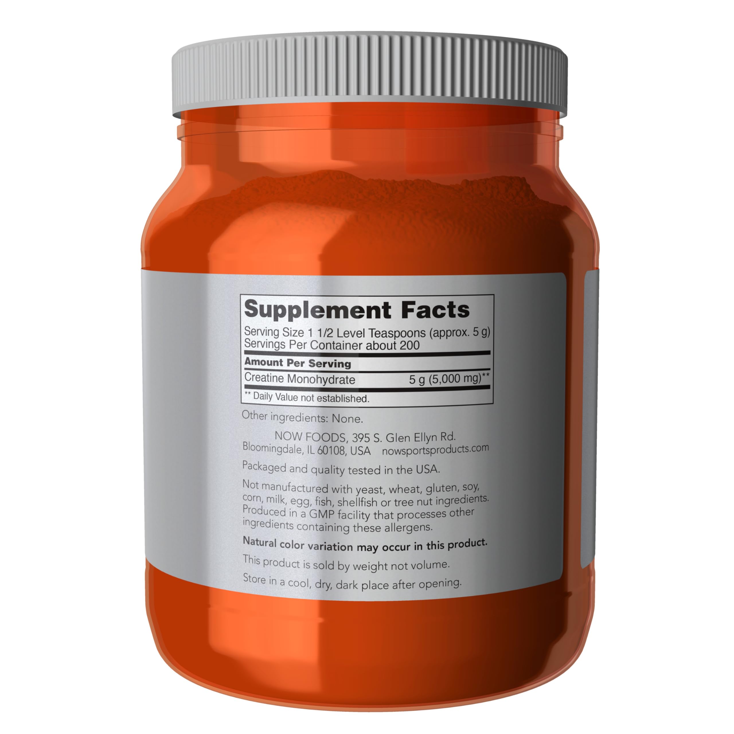 NOW Foods Creatina Monohidrato medidor: dosificación precisa para entrenamientos