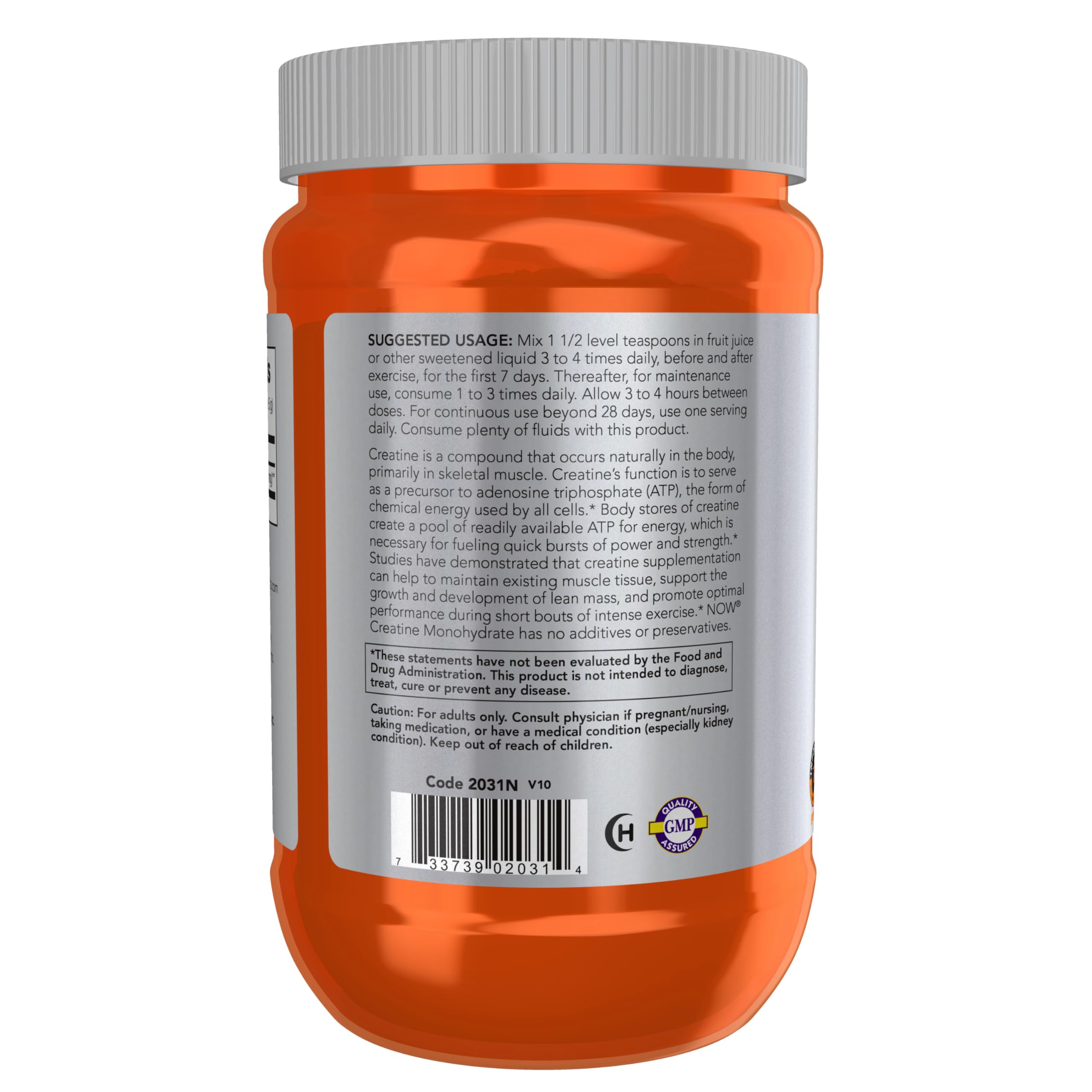 NOW Foods creatina monohidrato – mezcla en vaso para energía durante la sesión.