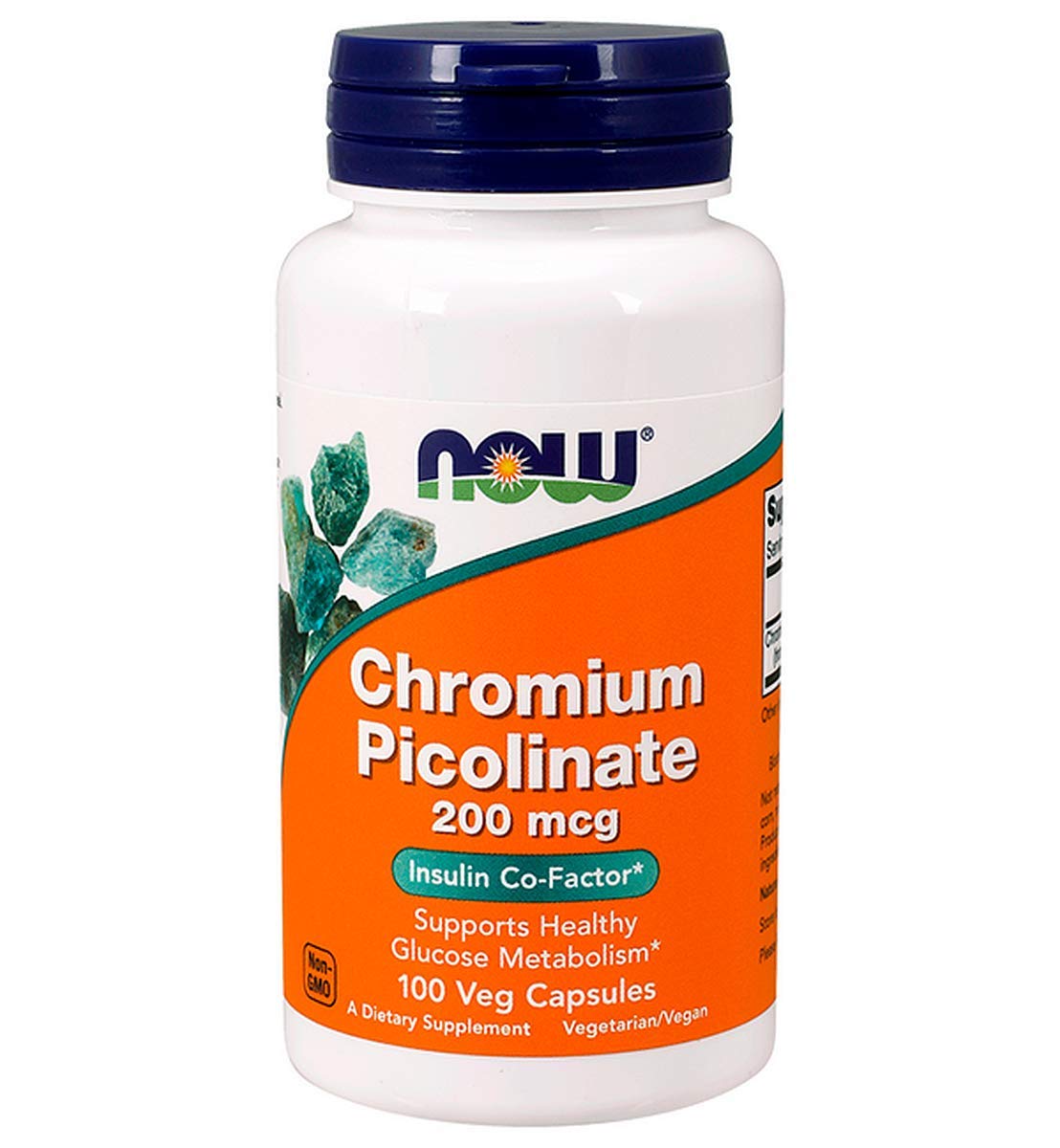 NOW Foods cromo-picolinato 200 mcg, frasco de cápsulas para uso diario sin gluten