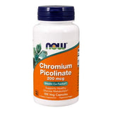 NOW Foods cromo-picolinato 200 mcg, frasco claro con etiqueta legible