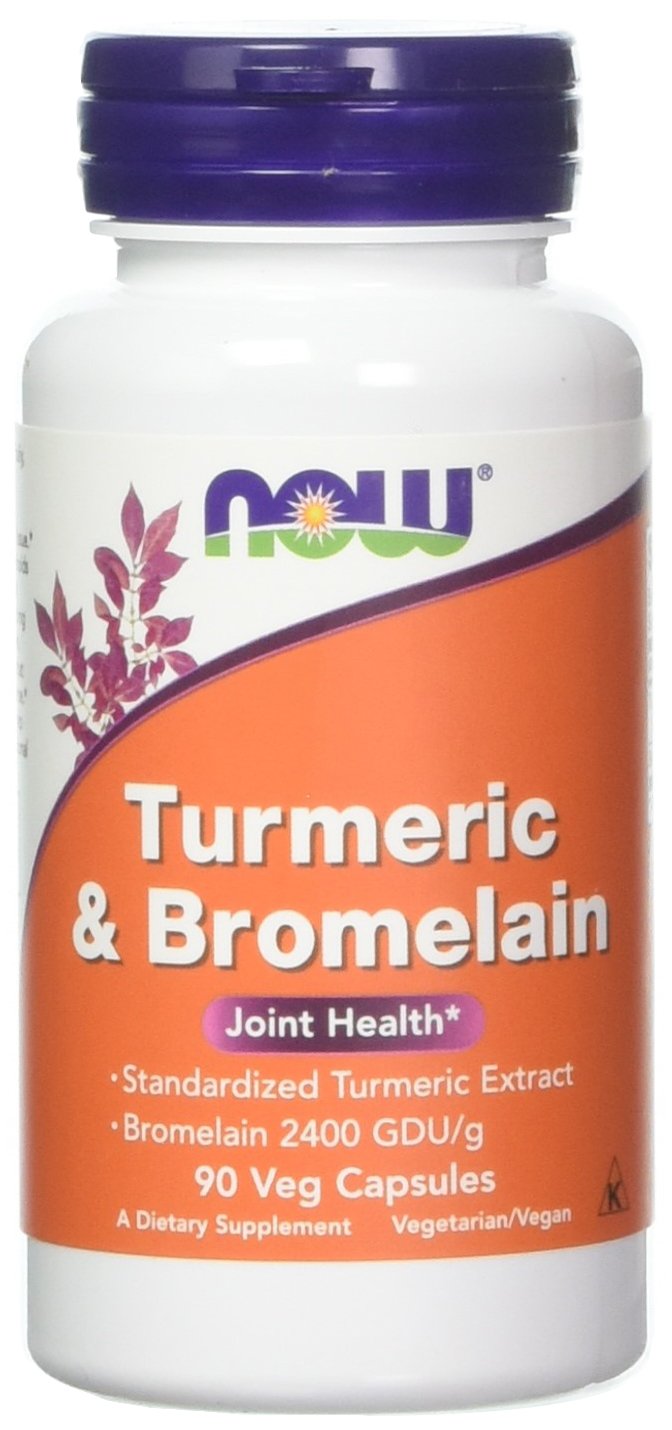 NOW Foods cúrcuma bromelina envase para apoyo diario de articulaciones