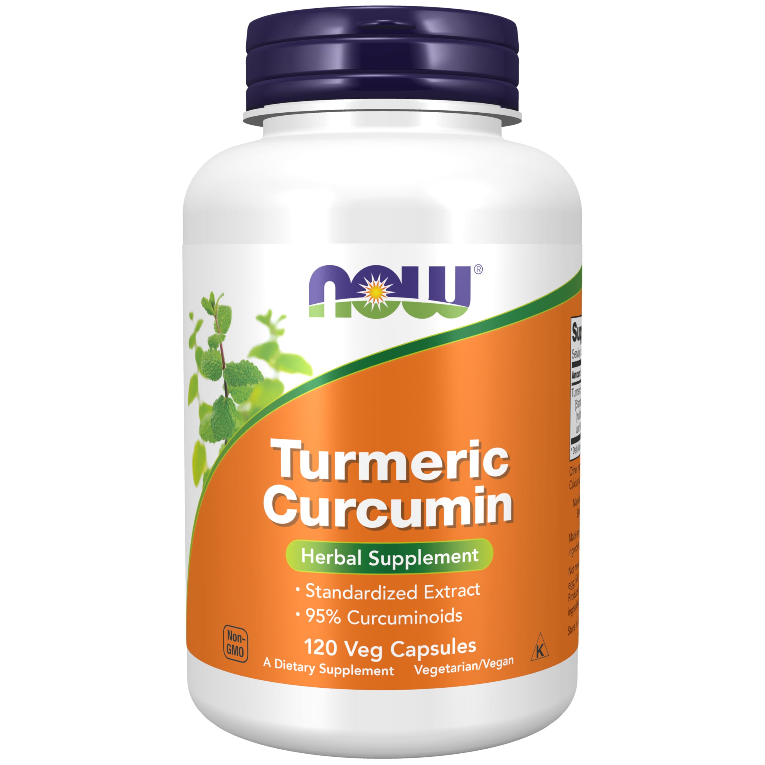 NOW Foods Curcumina en cápsulas vegetales para uso diario y bienestar.