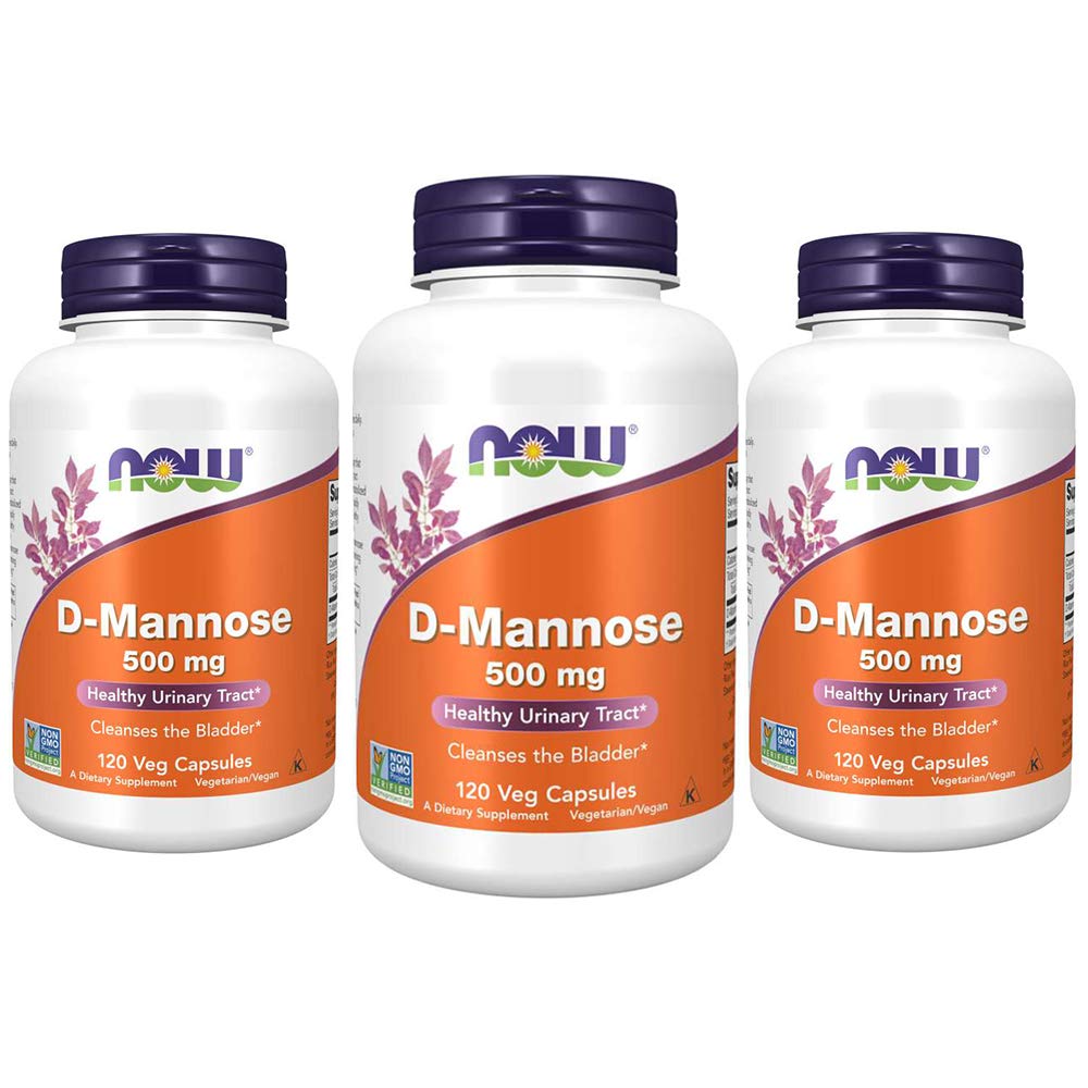 NOW Foods D-Mannose 500 mg, botella, apoyo diario al tracto urinario.