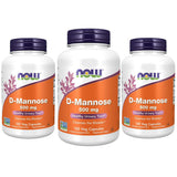 NOW Foods D-Mannose 500 mg, botella, apoyo diario al tracto urinario.