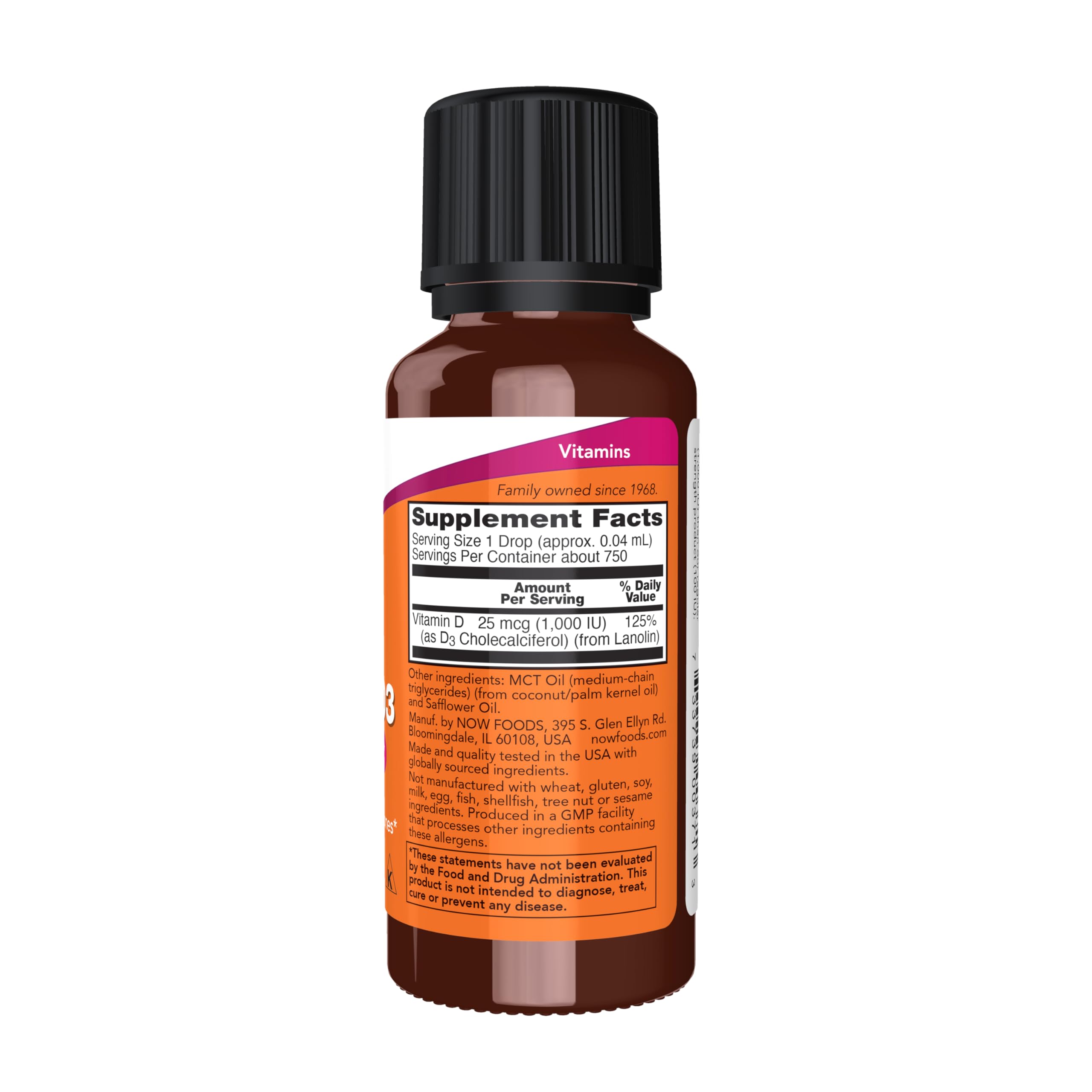 NOW Foods D3 líquido: gotero-dosis con control de dosis