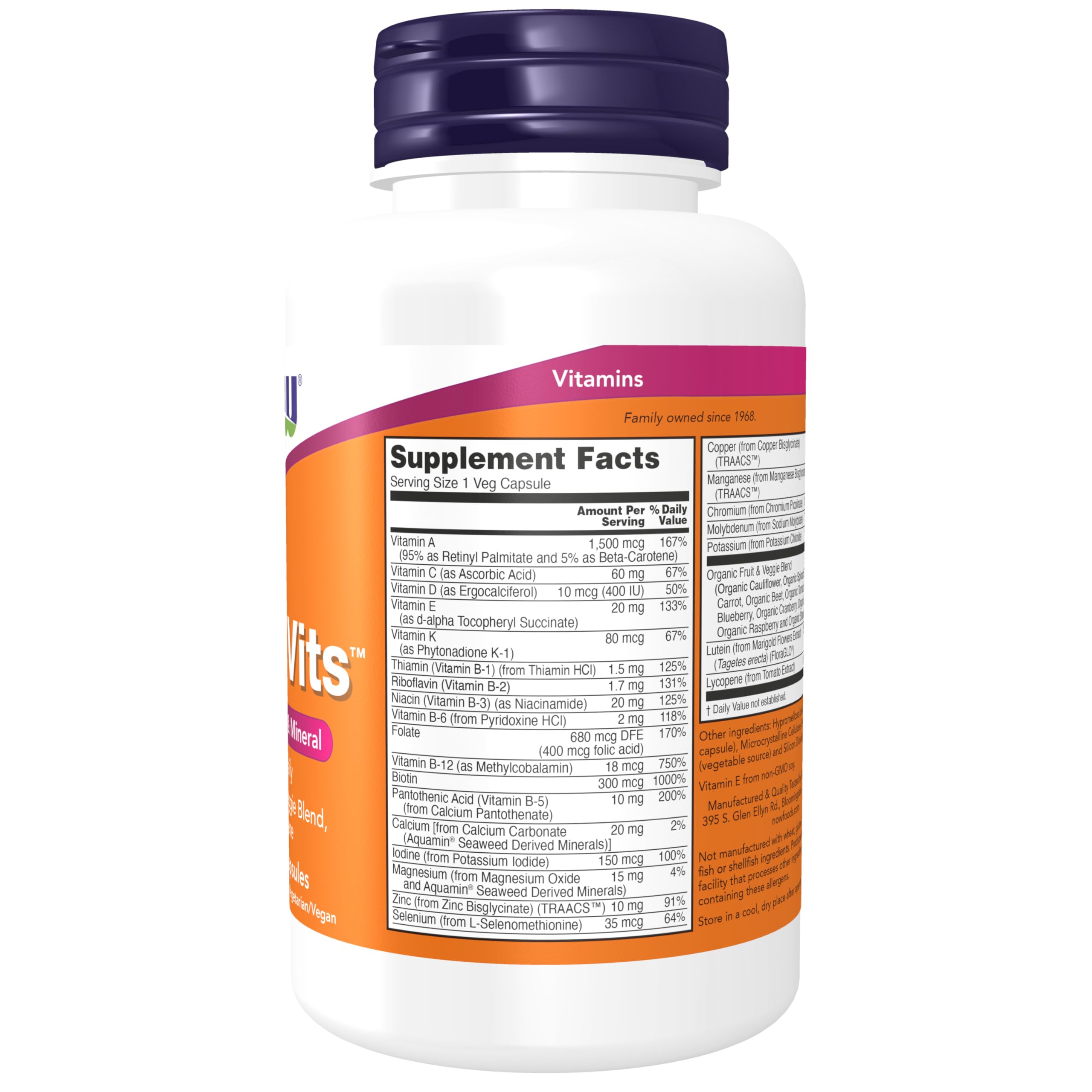 NOW Foods Daily Vits: luteína y licopeno en cápsula para apoyo visual y antioxidante