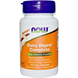 NOW Foods Dairy Digest Complete cápsulas en envase para la digestión de lácteos.